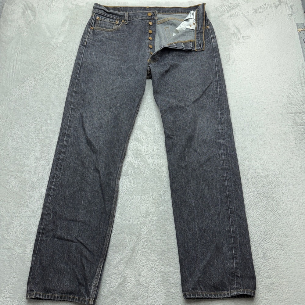 Levis 501XX Jeans Mens 38x36 Gray Original Straight Fit Button Fly Denim Pants